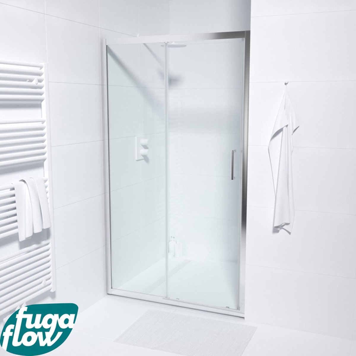 Marenza Slide Quick Fit Schuifdeur - 110x190cm - 6mm veiligheidsglas - alu profiel - anti kalk - chroom