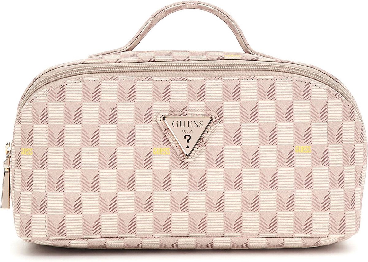 GUESS Toilettas G Wave Large Cosmetic Travel Bag Blush Logo Roze