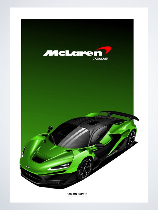 McLaren W1 Vert sur Poster - 50 x 70 cm - Poster Voiture Chambre d'Enfant / Chambre / Bureau