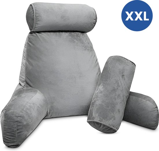 Groot Rugkussen - Leeskussen Voor Volwassenen Met Armleuning, Afneembaar Rugkussen, Rugkussens Om In Bed Te Zitten, Hoofdtaillesteun Voor Bed /Bank/Bank/Tv 8,80x67x50cm