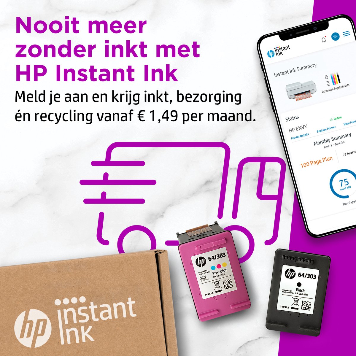 Imprimante HP Envy 6420e Tout-en-un - Jet D'encre Couleur - WiFi - 6 Mois Instant Ink Inclus - Compacte Et Connectée