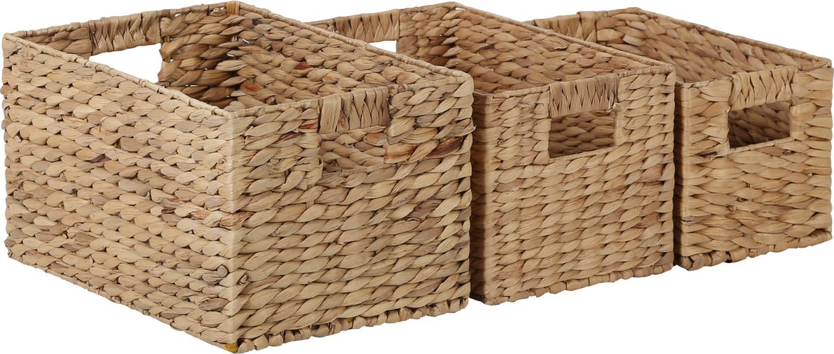 Set van 3 handgevlochten manden – opbergboxen van zeegras & wilg voor badkamer en keuken