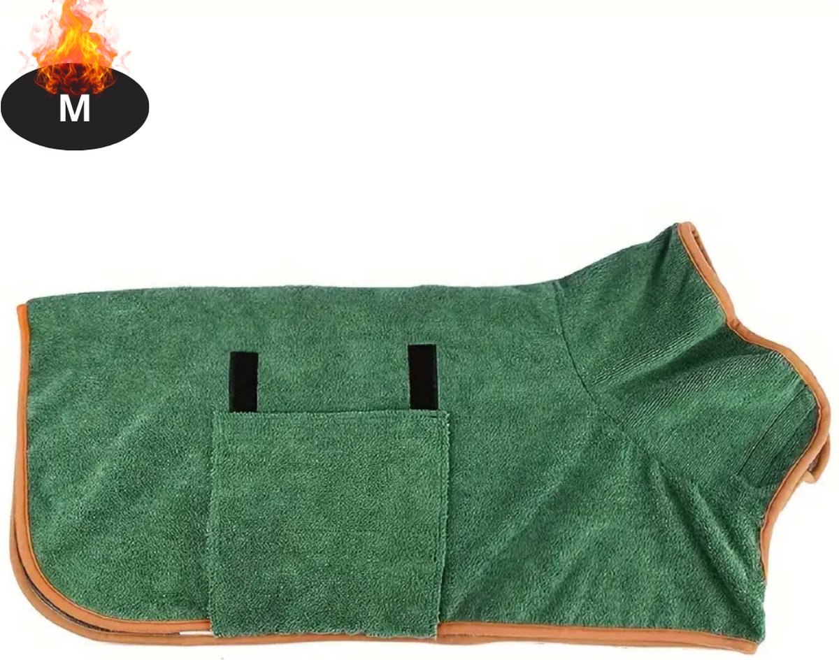 Bovista Hondenbadjas - Hondenhanddoek - Voor Honden - Hondenkleding - Hondentrui - Hoodie - Sneldrogend - Groen - M