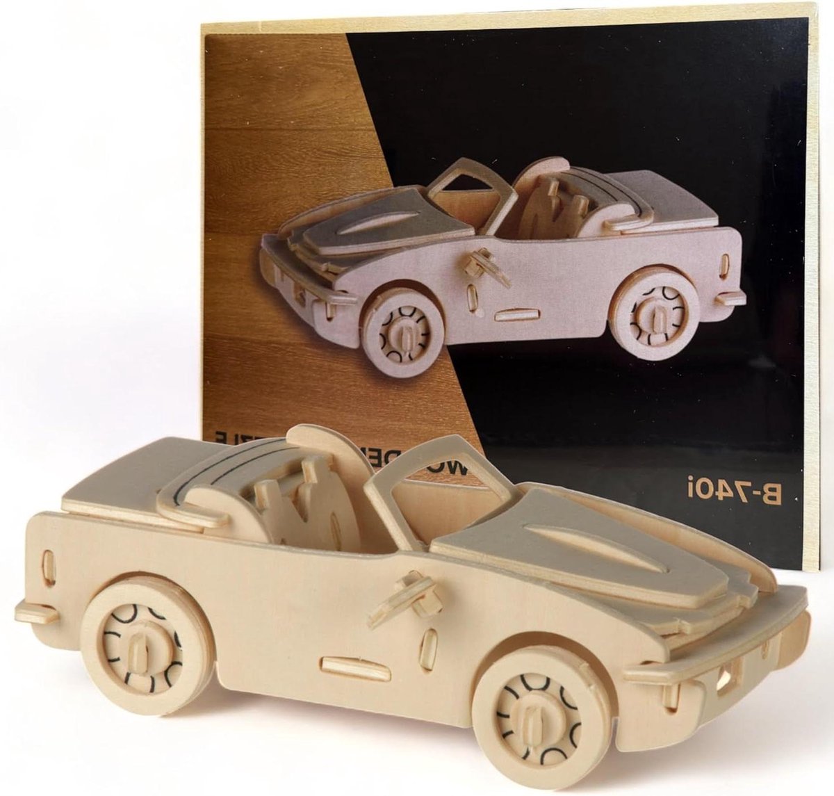 3Dpuzzel van natuurlijk hout  educatief speelgoed ter bevordering van handoogcordinatie  sportwagen 740