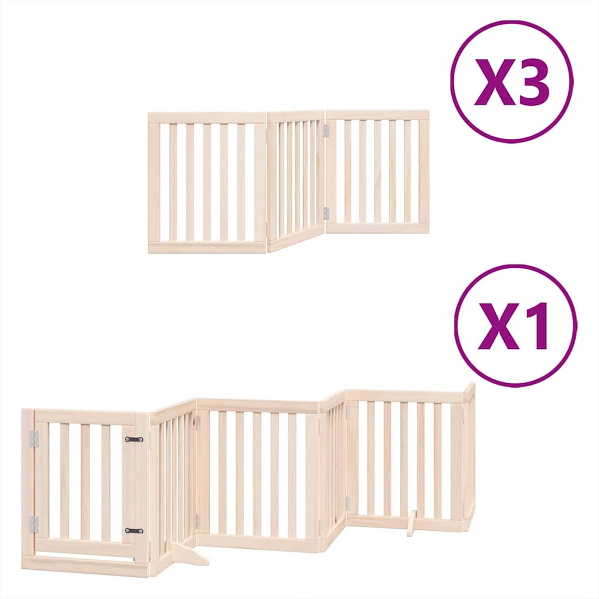 Bol.com vidaXL - Hondenhek - inklapbaar - met - deur - 15 - panelen - 750 - cm - populierenhout aanbieding