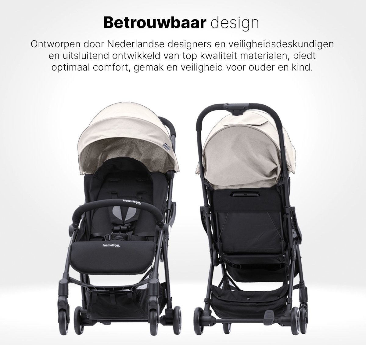Hamilton by Yoop S1 Plus Buggy - MagicFold - Tot 22 kg - Compacte Wandelwagen - Inklapbare Plooibuggy - Reisbuggy - White Sand – foto 3