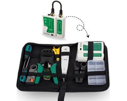 21-Delige Netwerktester Set – Complete LAN Tester Kabeltest- en Reparatieset voor RJ11/RJ45, Inclusief Opberg Etui en Gereedschap