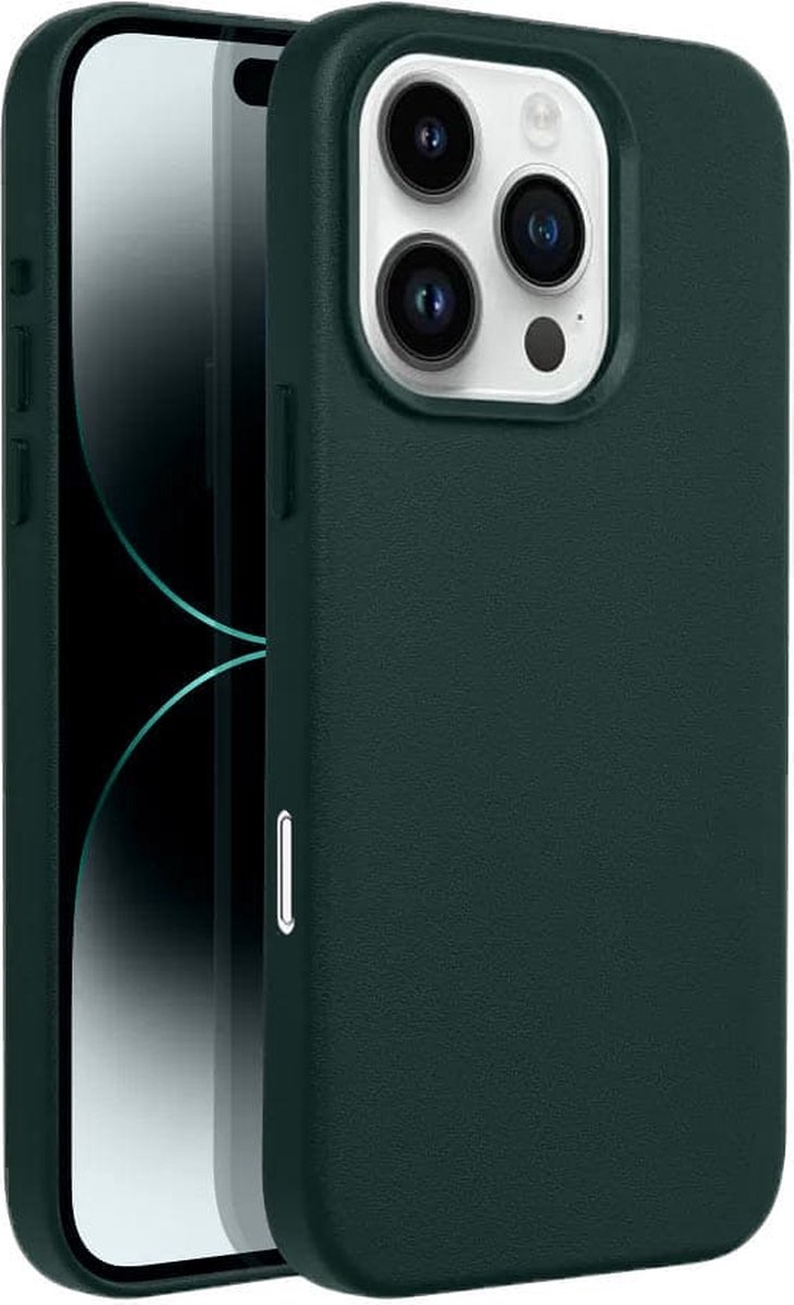Casify Leren Hoesje geschikt voor MagSafe iPhone 16 Pro Hoesje - Bosgroen