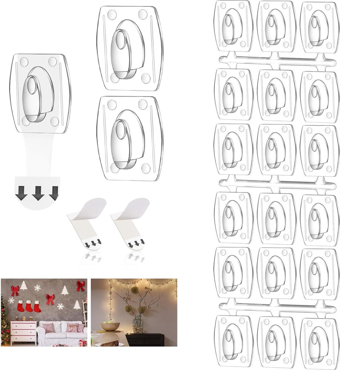 18 haken grote lichtclips - schadevrij - binnen en buiten hangende verlichting .