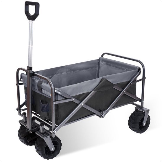 yourGEAR Trolley XXL Foldable Hand Cart, Handcart Beach Cart 2 Cup Holders 10 cm Tyres 195 L