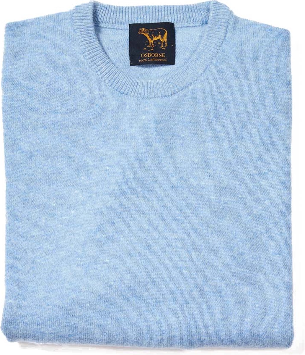 Osborne Knitwear Trui met ronde hals - Sweater heren in Lamswol - Pullover Heren - Glacier - 2XL