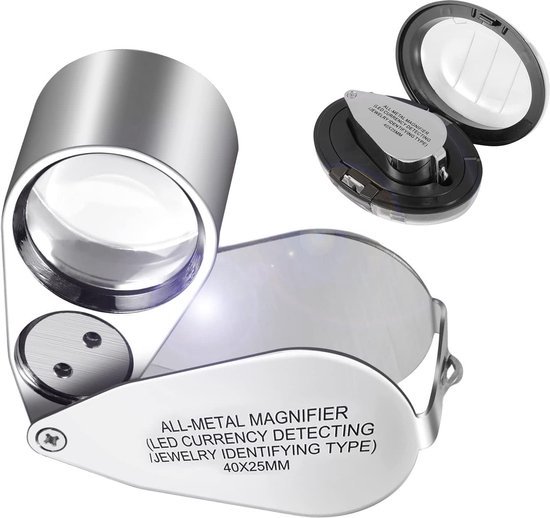 2x Juweliersloep Zilver 30x21MM - Zakformaat - Juweliers Vergrootglas - Zilver Loep - van Heble