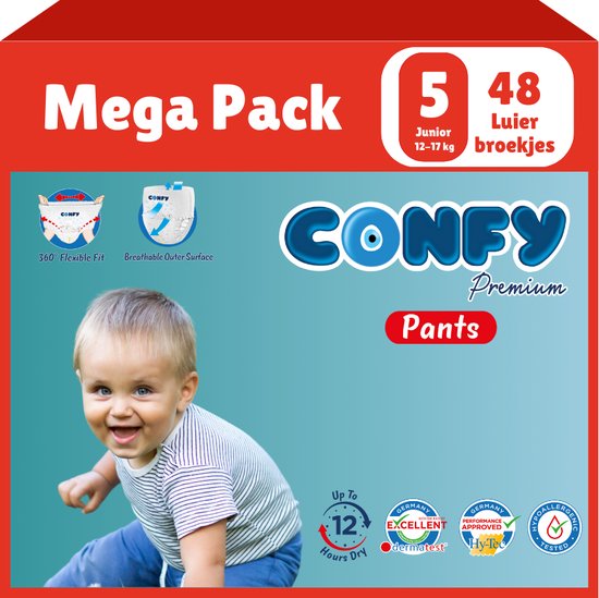 Confy Premium Pants - Luierbroekjes Maat 5 (12-17kg) - 48 Luierbroekjes - Mega Pack