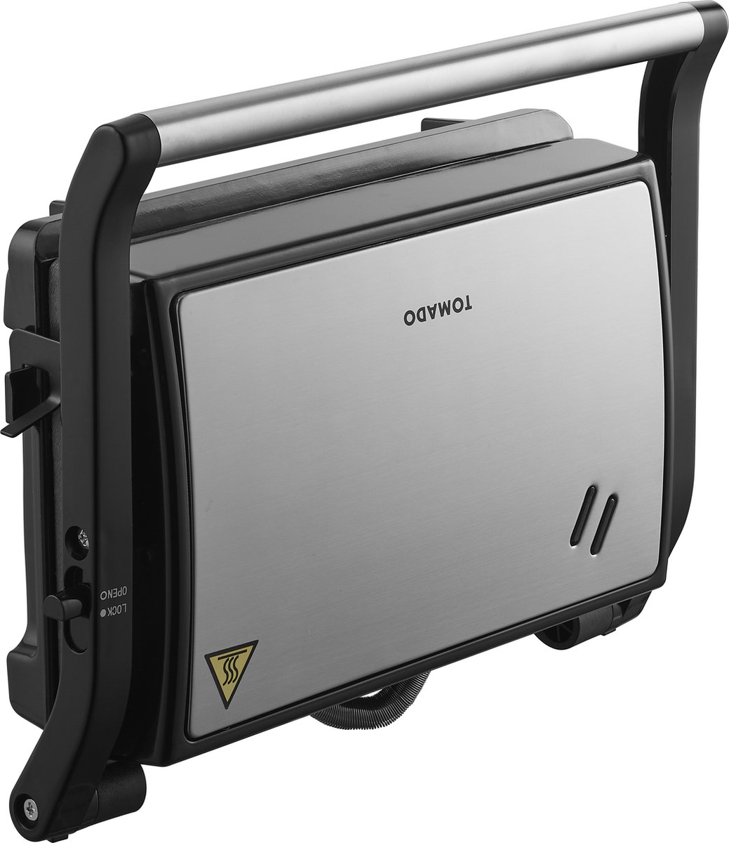 Tomado TGC2001S - Tosti apparaat - 2 Tosti's - PFAS vrij - Contactgrill - Grill apparaat - Tosti ijzer - Zwart/rvs - 750 watt — cadeau in Kookcadeaus - foto 4
