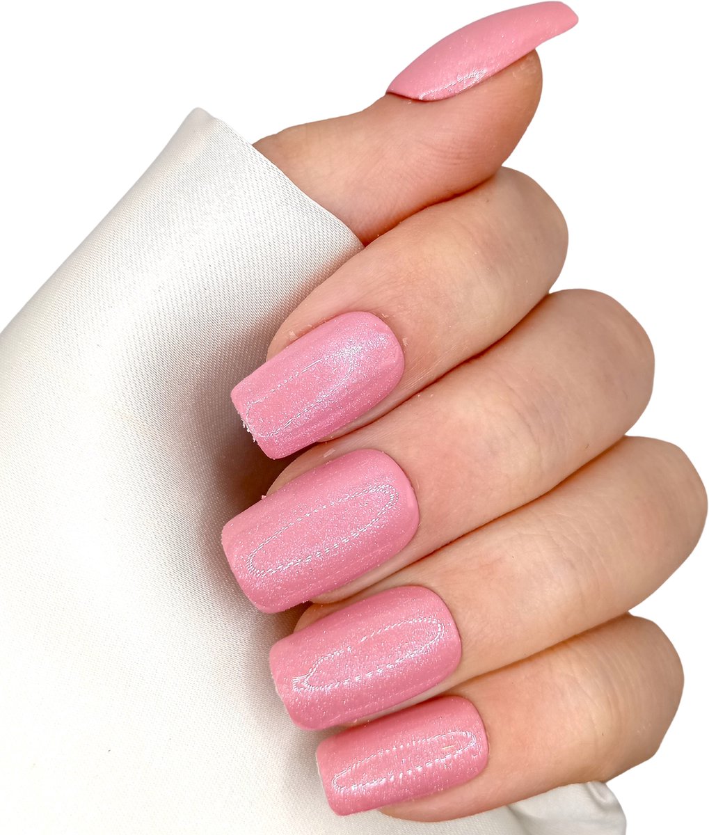 SD Press on Nails - B-228 - Plaknagels - Nagelset 20 Nagels - Nude Roze - Gellak - Nagellak - Medium Square Nageltips - Nepnagels met Lijm - Kunstnagels - Nail Art - Handmade - Valse nagels - Nagelvijl - Accessoires