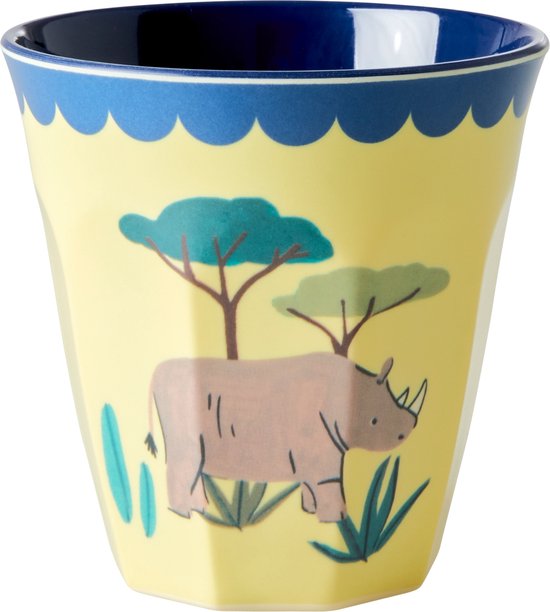 Rice melamine drinkbekerset kinderen, Funky Prints, medium, 6 stuks ( blauw) van Rice — afbeelding 5