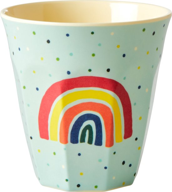Rice melamine drinkbekerset kinderen, Funky Prints, medium, 6 stuks ( blauw) van Rice — afbeelding 2