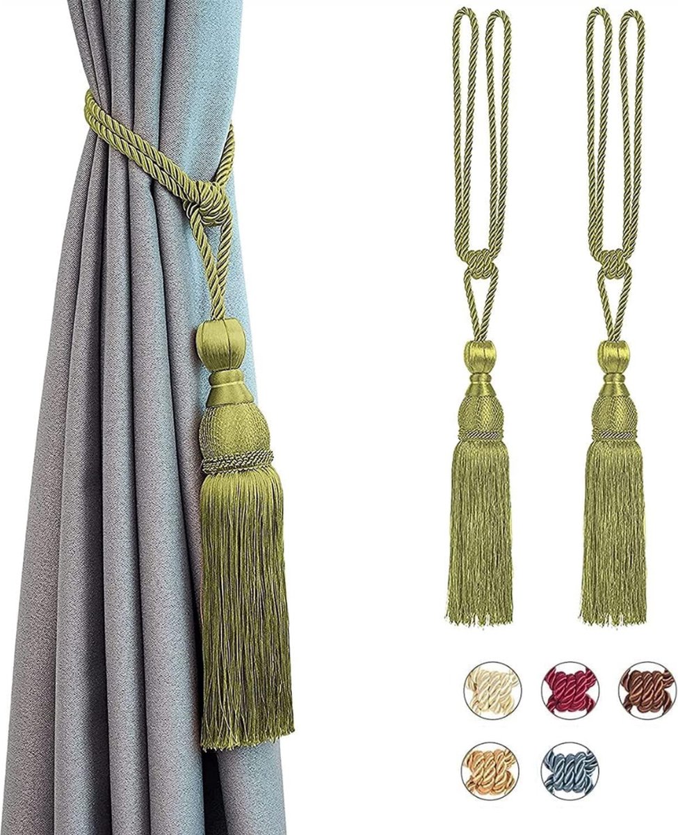 Home2go Gordijnkwasten - Gordijn Embrasse - Embrasse kwast - Gordijnbinders - Gordijnkwast - raamdecoratieaccessoires - Gordijnhouder - Gordijnhanger - Gordijn Accessoires - Draperie - Elegant Groen - 65 cm 2 stuks