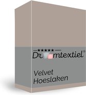 Droomtextiel Zachte Flanel Velvet Hoeslaken Zand - 140x200 cm - Hoogwaardige Kwaliteit - Super Zacht