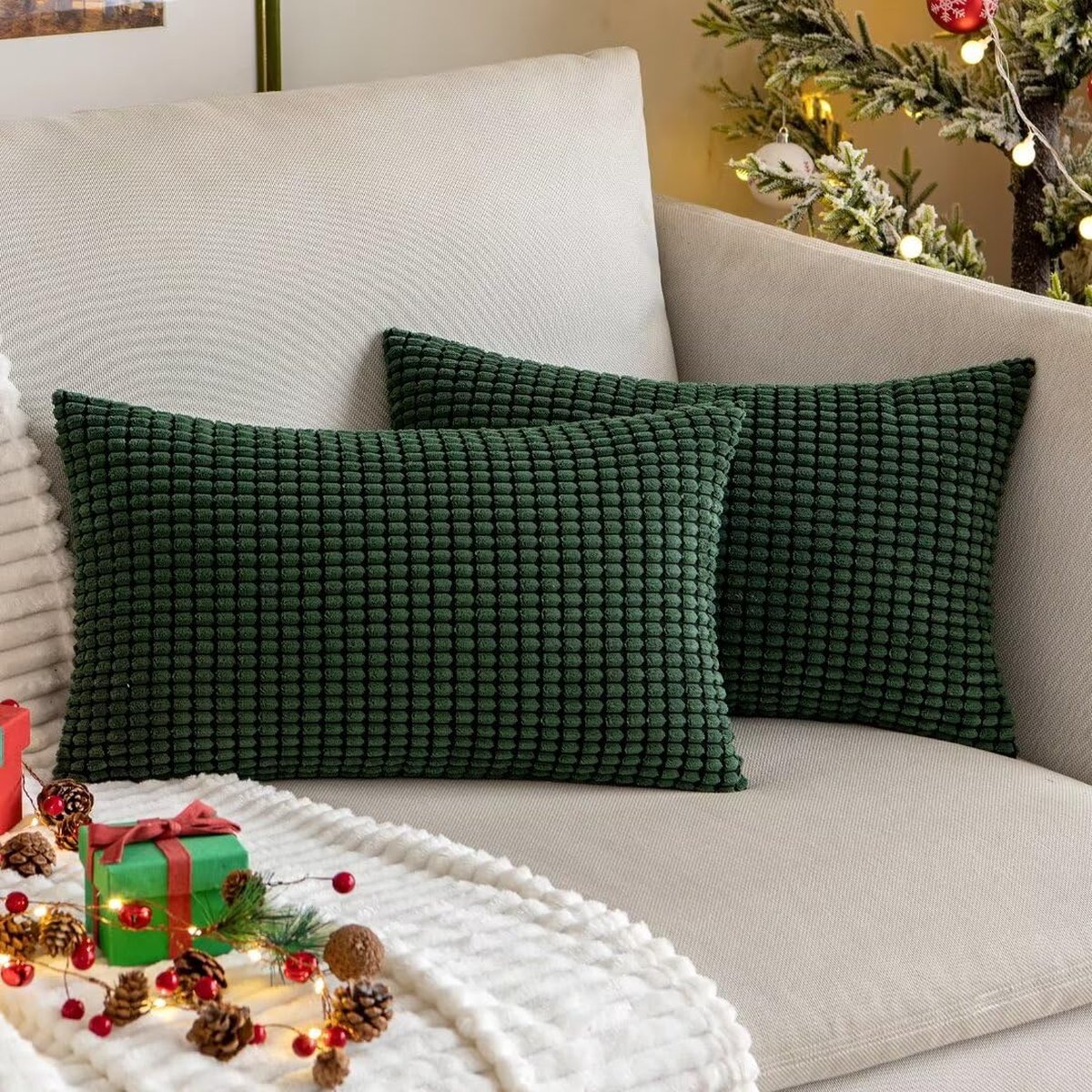 La'Moussawi ® Decoratieve Kussenslopen Set van 2 in Luxe Fluwelen Corduroy Design voor Huisdecoratie