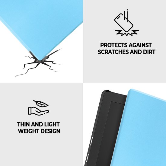 Lunso Geschikt voor Kobo Aura Edition 2 hoes (6 inch) - sleepcover - Lichtblauw van Lunso — afbeelding 3