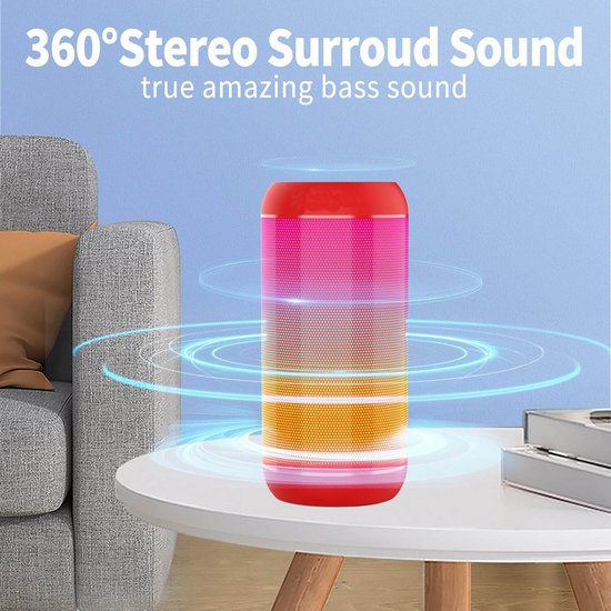 Bluetooth speaker rood-draadloze luidspreker dubbele luidsprekers-Supersubwoofer-AUX-TF en USB-18 uur muziek-RGB-licht-Bluetooth-5.3-rood van Onbekend — afbeelding 5