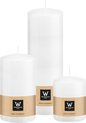 Bougies cylindriques/piliers Wiedemann - lot de 3 - blanc - 6x8/7x13/7x20 cm