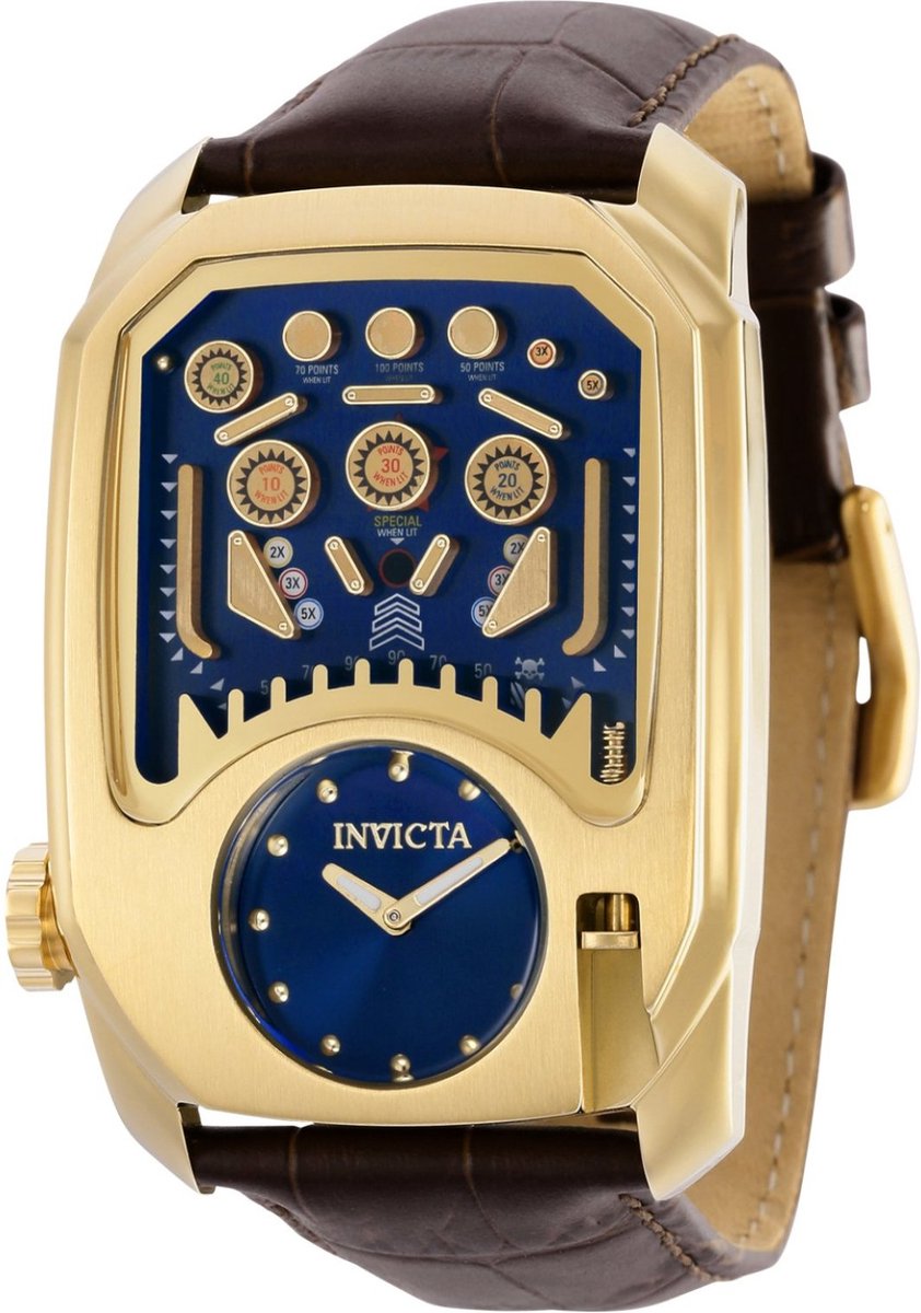Invicta Cuadro 35451 Heren Horloge - Waterdicht - Analoog - Quartz Uurwerk - Roestvrij Staal met blauwe Wijzerplaat - 41.5mm