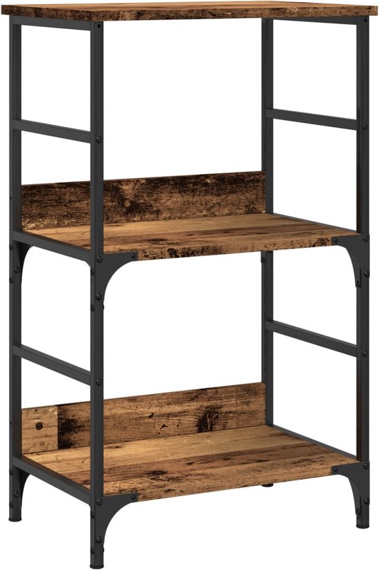 Lage Boekenkast 82 Cm VidaXL Boekenkast 50x33x82 Cm - Industrieel Boekenrek Van Bewerkt Hout, Zwart Industriële Boekenkast