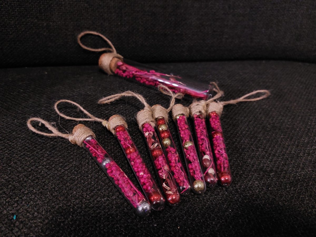 Kerstboomhangers Set - Set van 8 Reageerbuisjes Kerstboomhangers | Unieke Kerstboomhangers - Rode Kerstboomdecoratie