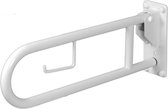 Opklapbare toiletbeugel 60 cm met closetrolhouder staal wit