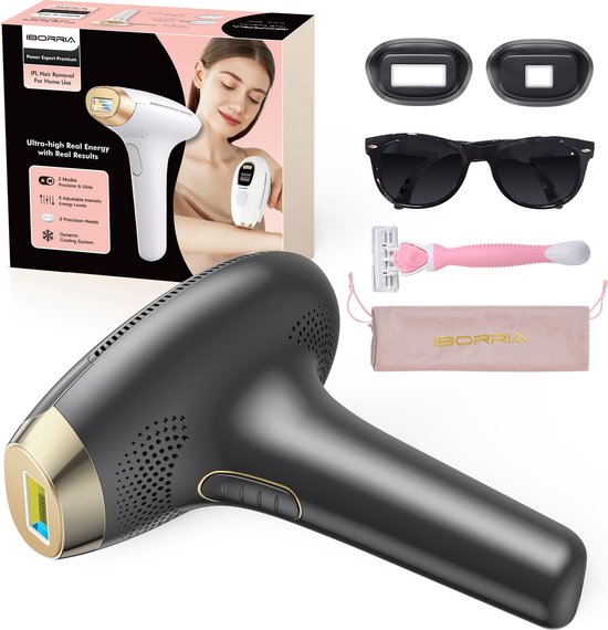 IBORRIA T2 IPL Laser Ontharingsapparaat - IPL Ontharingsapparaten - IPL Ontharing Thuis - Ontharingslaser - Lichtontharing Voor Lichaam En Gezicht - Pijnloos - Zwart