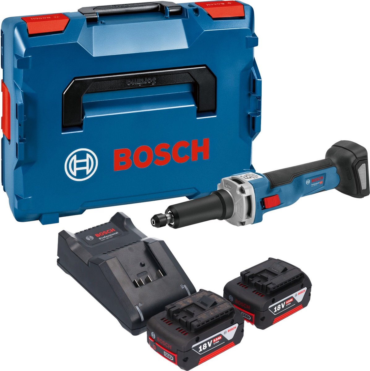 Bosch GGS 18V-23 LC Professionele rechte accuslijpmachine 18 V borstelloos + 2x accu 5.0 Ah + lader + L-Boxx