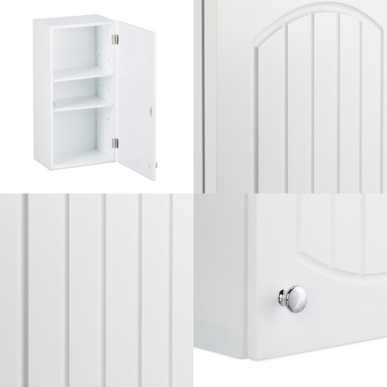 Floordirekt badkamerkast | Kleine badkast voor badkamermeubels, Wit Bathroom Cabinet, 60 x 30 x 20 cm (Nebraska