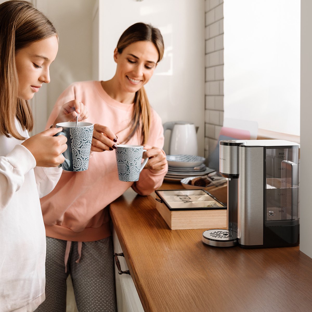 KitchenBrothers Heetwaterdispenser - 2.5L - Instant Waterkoker - BPA en PFAS Vrij - 3 standen van 150 t/m 300 ml - Heetwatertap - 40-100°C - RVS — afbeelding 5