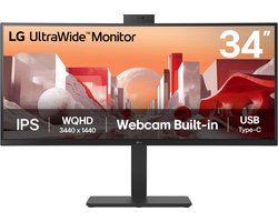 LG 34BA85QE-B QHD Ultrawide Monitor - IPS - USB-C 90w - RJ-45 - Webcam - 34 inch