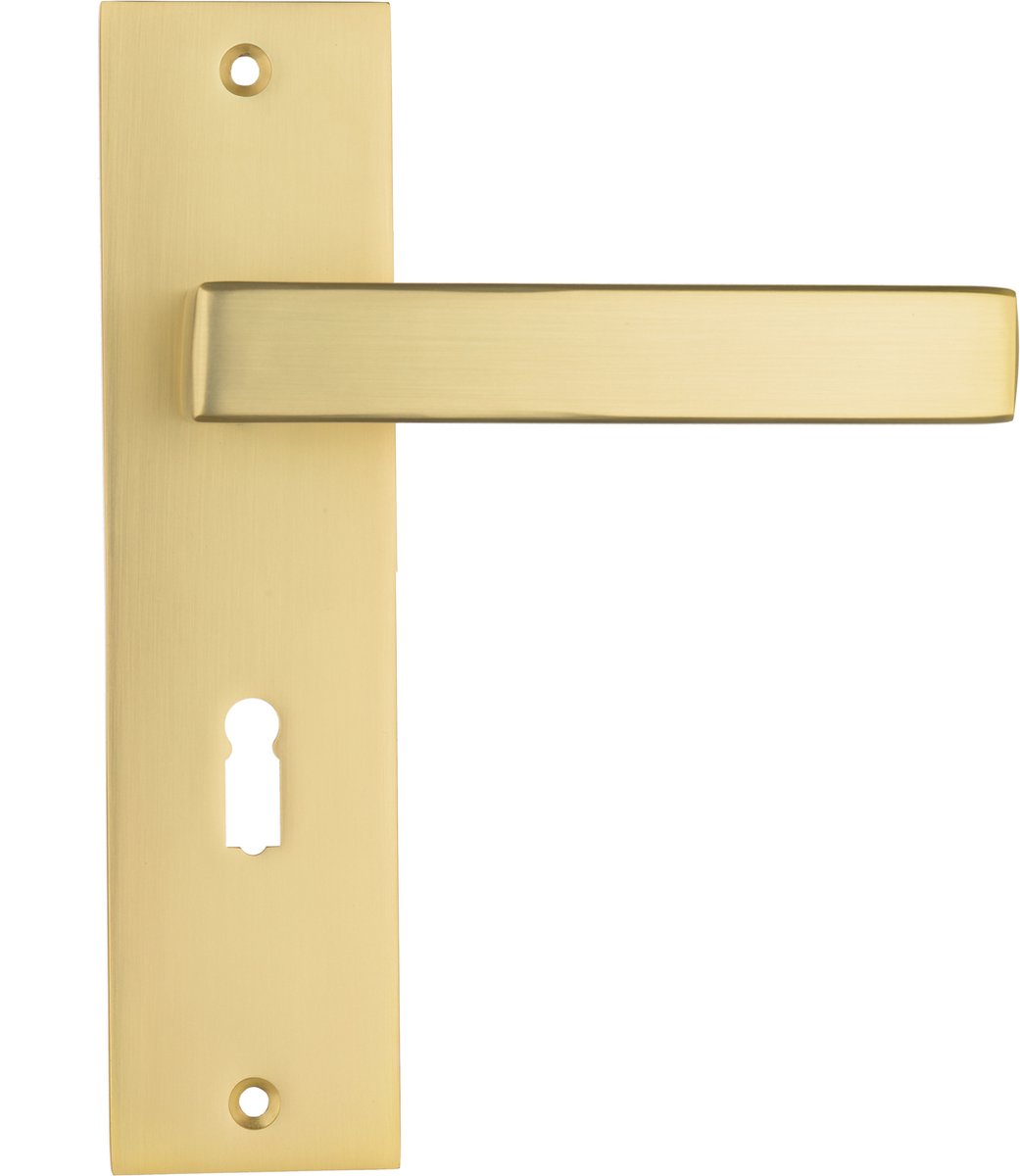 Ostiumhome® - Deurbeslag- Deurklink op kort schild met Sleutelgat 56mm - Mat Goud - Avola