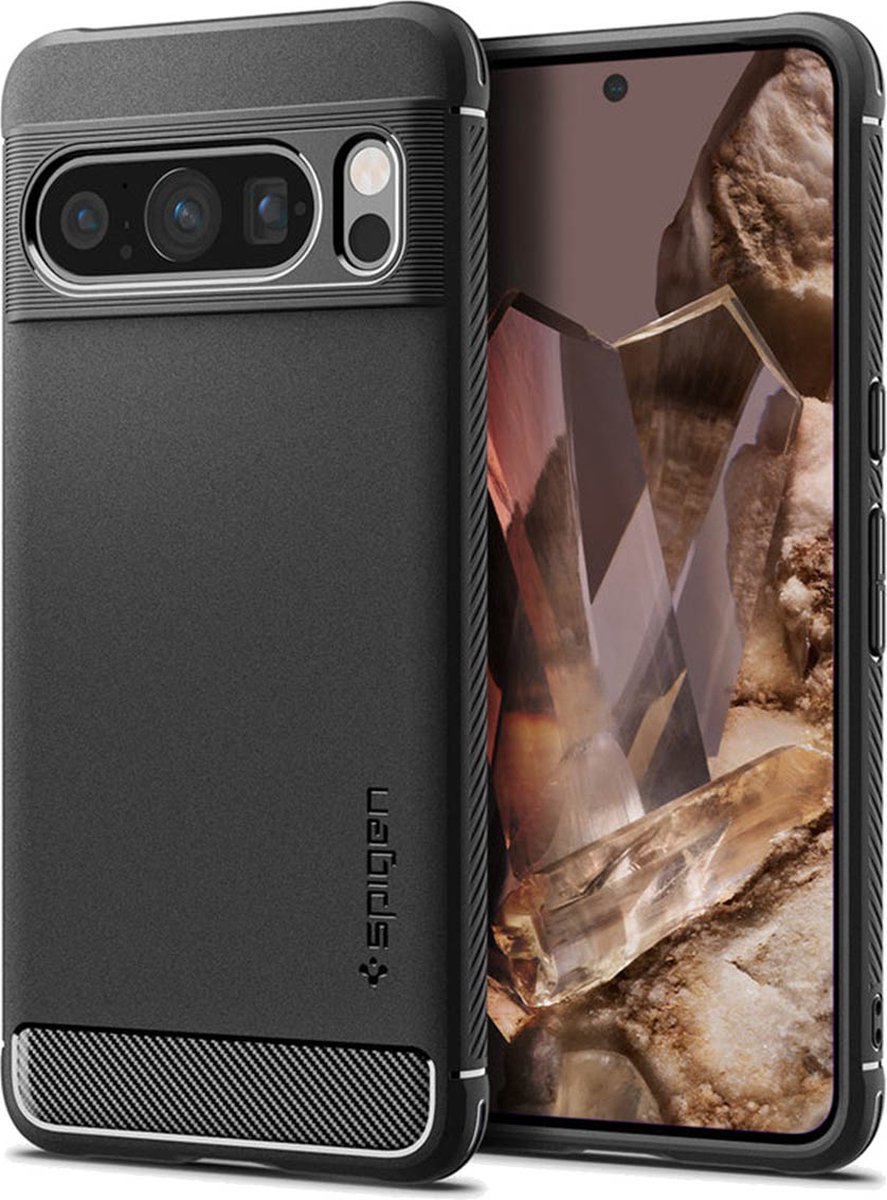Spigen Rugged Armor Hoesje voor de Google Pixel 8 Pro - Back Cover met Air Cushion Zwart
