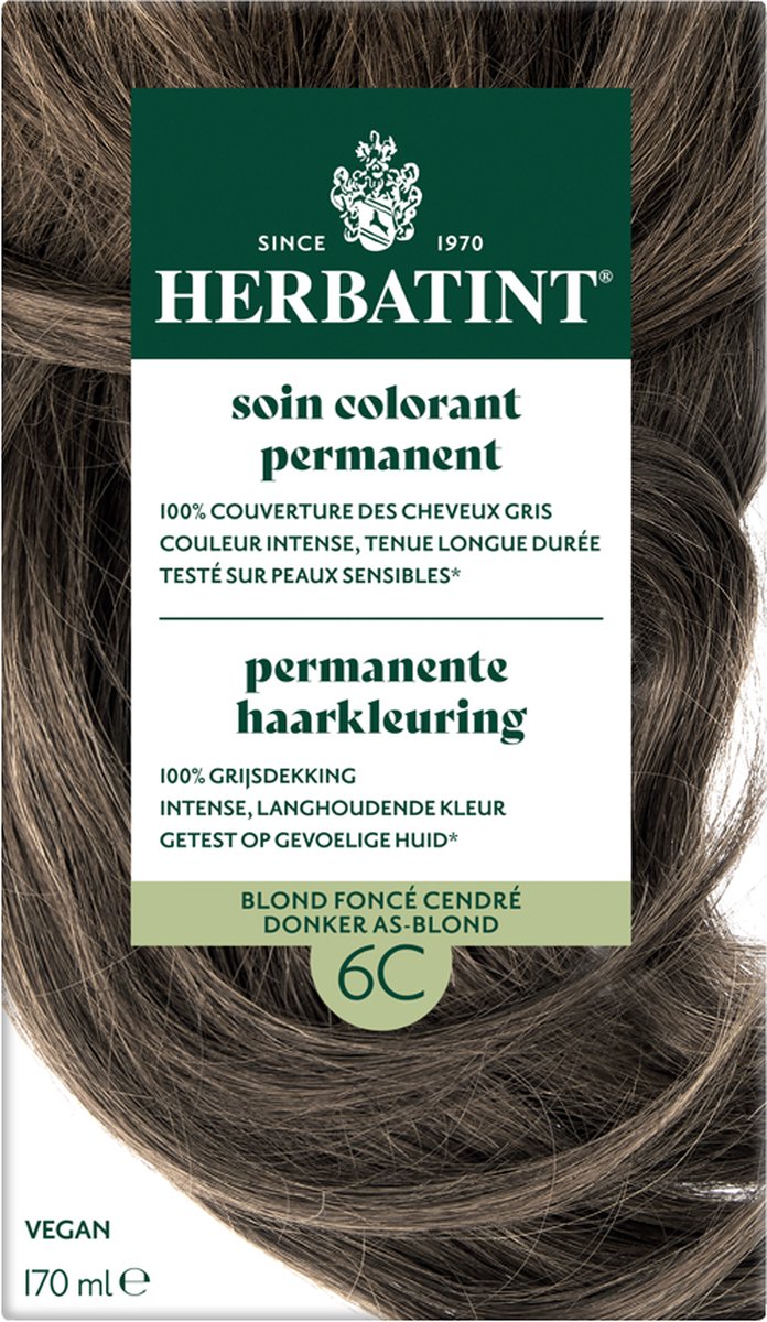Herbatint 6C Donker As Blond – permanente vegan haarkleuring – Met 8 plantenextracten – 170 ml