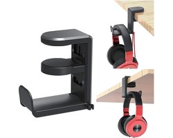 Headset Standaard - Koptelefoon Houder voor onder Bureau - Koptelefoon Standaard - Verstelbare Headset Stand - Headset Hanger - Koptelefoon Standaard - 10.16*11.43*4.1cm - zwart - ABS