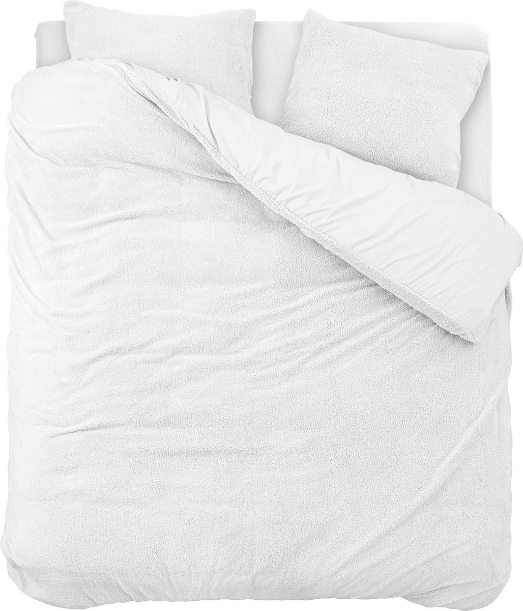 Sleeptime Teddy Katoen Dekbedovertrek - 240X200/220 + 2 x kussenslopen 60x70 - Wit