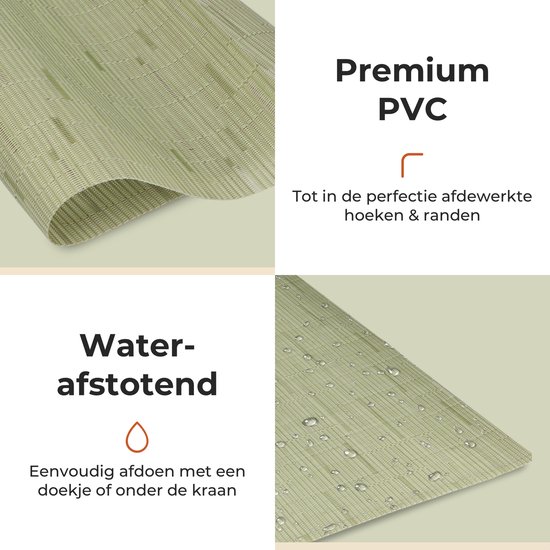 Castagnola PVC - Set de table en plastique - Dessous de verre hydrofuge - Dessous de verre - Napperons en plastique - 6 pièces - 45 x 30 cm - Vert