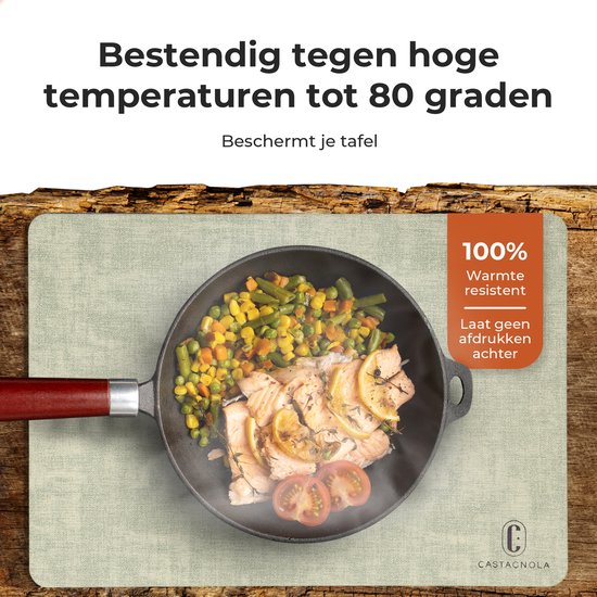 Napperons de table aspect cuir Castagnola - Set de table antidérapant en similicuir - Dessous de verre hydrofuge - Dessous de verre - Napperons en plastique - 6 pièces - 45 x 30 cm - Vert chiné