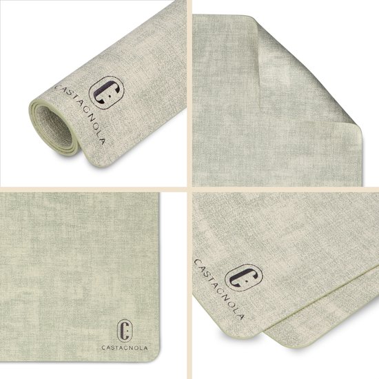 Napperons de table aspect cuir Castagnola - Set de table antidérapant en similicuir - Dessous de verre hydrofuge - Dessous de verre - Napperons en plastique - 6 pièces - 45 x 30 cm - Vert chiné