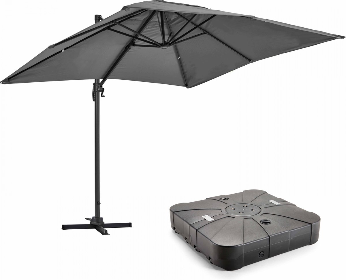Oviala 2x3m Grey Parasol with Mobile Weighted Base