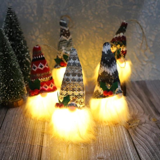 Led-kerstdecoratie, verlichte 3 stuks, kerstdecoratie, kabouter met