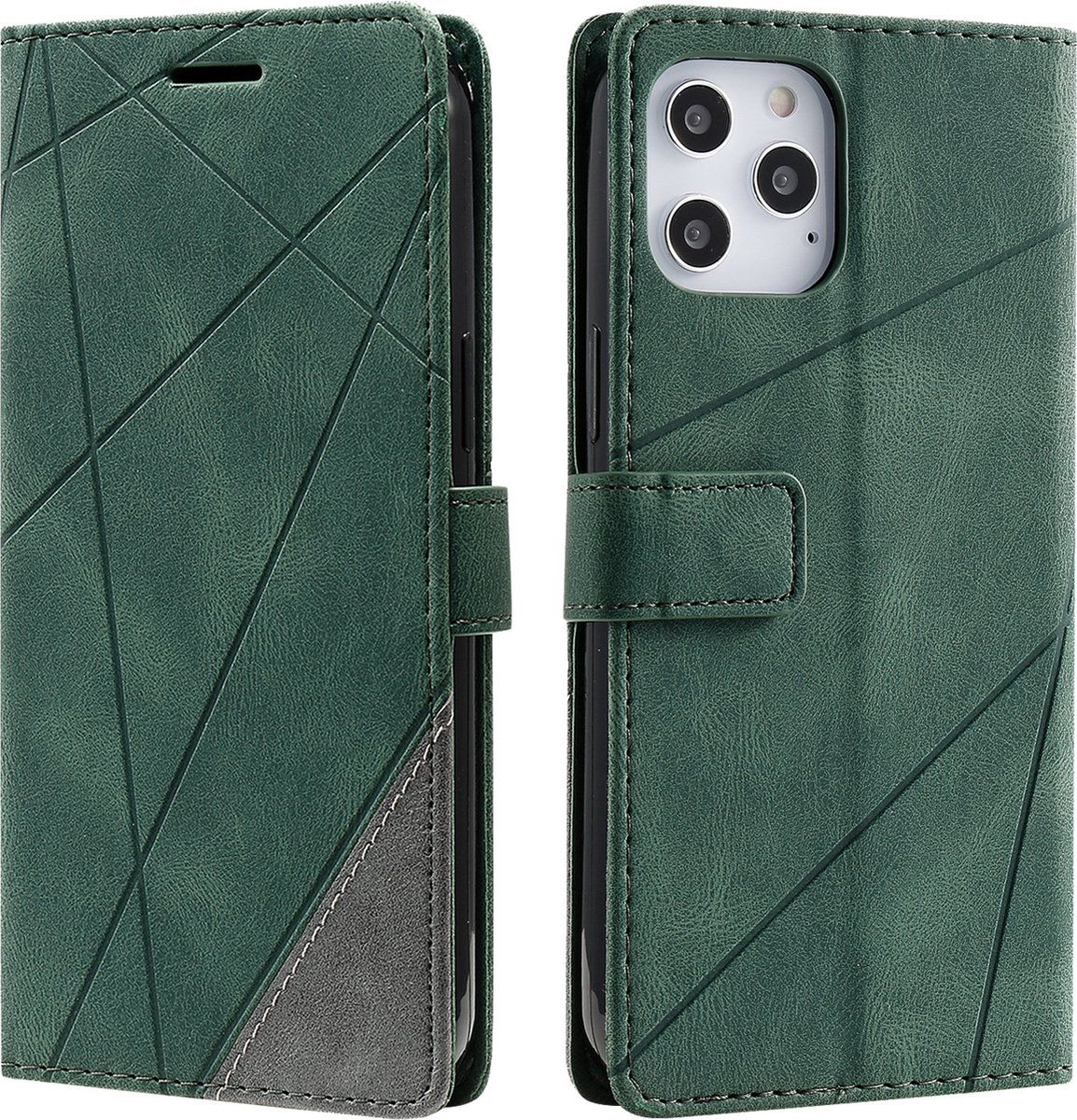 Telefoonhoesje geschikt voor Apple iPhone 16 Pro Max - Hoogwaardig PU Leren Hoesje - Luxe Uitstraling - Pasjeshouder – Groen