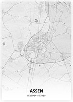 Assen plattegrond - A3 poster - Tekening stijl