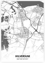 Hilversum plattegrond - A3 poster - Zwart witte stijl