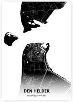 Den Helder plattegrond - A4 poster - Zwarte stijl